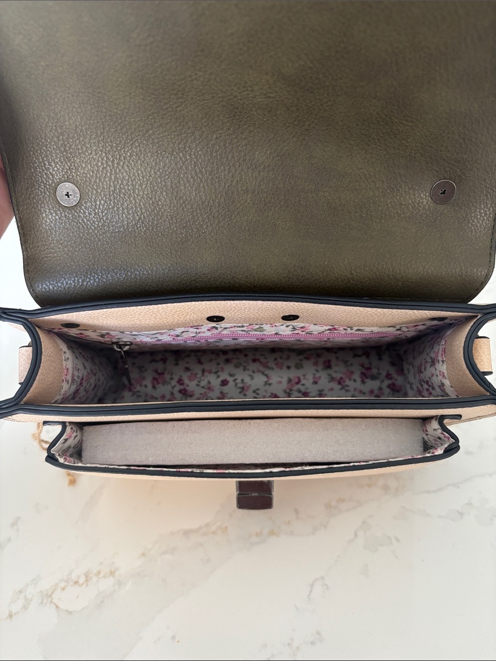 Harris Tweed Islander Olive Green And Ivory Herringbone Satchel Crossbody Bag - Picture 10 of 15